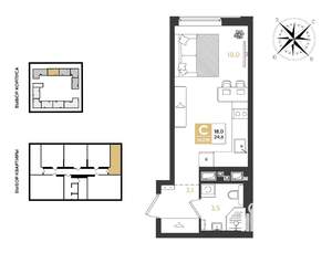 Студия квартира, вторичка, 25м2, 8/18 этаж