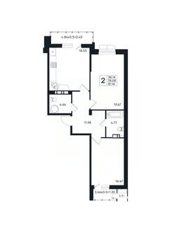 2-к квартира, вторичка, 81м2, 3/12 этаж