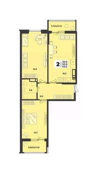 2-к квартира, вторичка, 63м2, 6/9 этаж