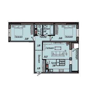 3-к квартира, вторичка, 72м2, 3/18 этаж