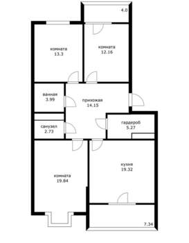 3-к квартира, вторичка, 91м2, 16/25 этаж