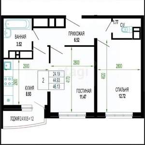 2-к квартира, вторичка, 45м2, 21/25 этаж