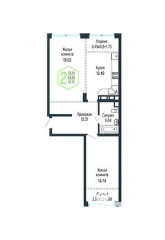 Студия квартира, вторичка, 67м2, 9/24 этаж