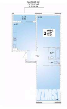 2-к квартира, вторичка, 70м2, 5/18 этаж