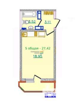 Студия квартира, вторичка, 27м2, 14/25 этаж