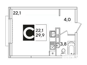 Студия квартира, вторичка, 30м2, 11/16 этаж