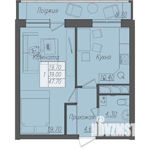 1-к квартира, строящийся дом, 47м2, 9/23 этаж