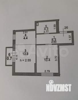 1-к квартира, вторичка, 38м2, 4/6 этаж