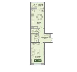 1-к квартира, вторичка, 38м2, 8/10 этаж