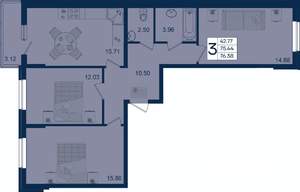 3-к квартира, вторичка, 76м2, 2/18 этаж