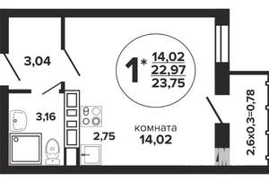 Студия квартира, вторичка, 24м2, 17/24 этаж