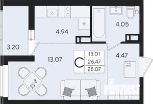 Студия квартира, вторичка, 28м2, 6/8 этаж