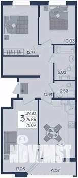 3-к квартира, вторичка, 77м2, 8/18 этаж