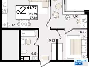 1-к квартира, вторичка, 42м2, 3/18 этаж