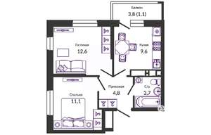 2-к квартира, сданный дом, 43м2, 17/24 этаж