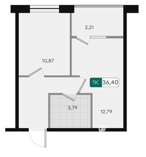 1-к квартира, вторичка, 36м2, 7/18 этаж