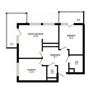 2-к квартира, вторичка, 60м2, 18/20 этаж