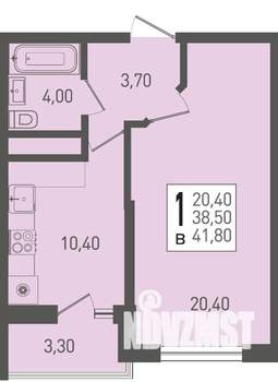 1-к квартира, вторичка, 42м2, 5/22 этаж