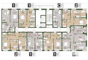 2-к квартира, строящийся дом, 59м2, 14/16 этаж