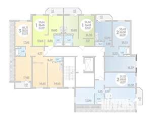 2-к квартира, строящийся дом, 62м2, 7/8 этаж