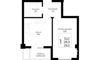 1-к квартира, вторичка, 29м2, 9/9 этаж