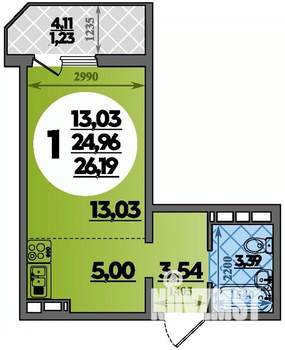 Студия квартира, вторичка, 26м2, 4/8 этаж