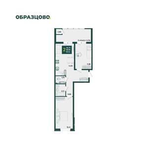 2-к квартира, вторичка, 63м2, 17/18 этаж