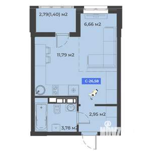 Студия квартира, вторичка, 27м2, 4/5 этаж