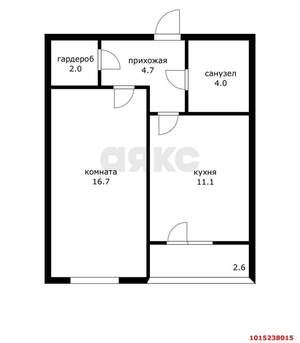1-к квартира, вторичка, 41м2, 1/4 этаж