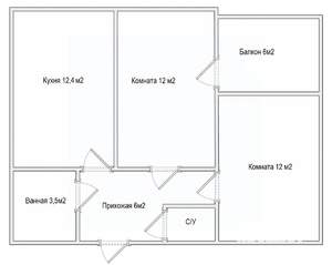 2-к квартира, вторичка, 51м2, 12/17 этаж