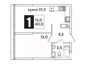 1-к квартира, вторичка, 40м2, 16/16 этаж