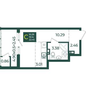 Студия квартира, вторичка, 22м2, 8/18 этаж