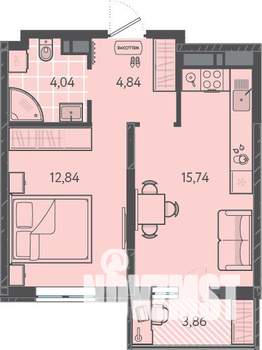 1-к квартира, вторичка, 39м2, 3/16 этаж
