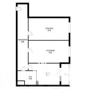 2-к квартира, вторичка, 47м2, 1/3 этаж