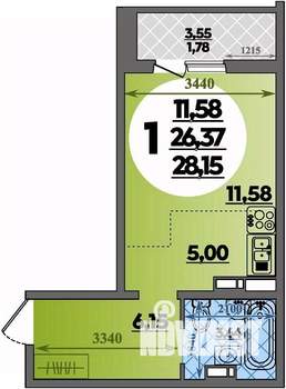 Студия квартира, вторичка, 28м2, 5/16 этаж