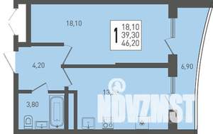 1-к квартира, строящийся дом, 46м2, 20/24 этаж