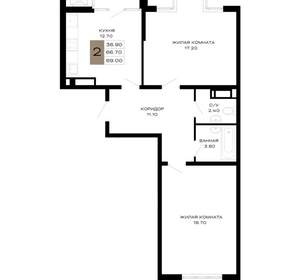 2-к квартира, вторичка, 68м2, 13/21 этаж