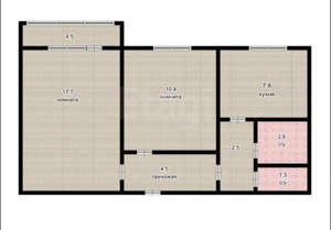 2-к квартира, вторичка, 50м2, 10/10 этаж