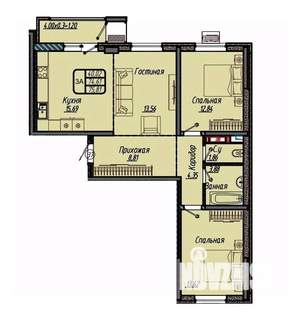 3-к квартира, вторичка, 76м2, 13/18 этаж