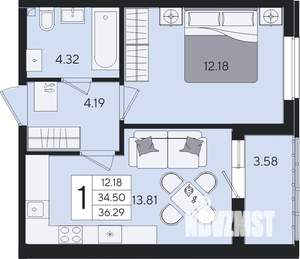 1-к квартира, вторичка, 36м2, 2/8 этаж