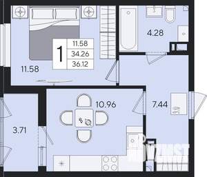 1-к квартира, вторичка, 36м2, 8/9 этаж
