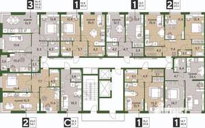 3-к квартира, строящийся дом, 70м2, 2/16 этаж