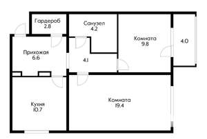 2-к квартира, вторичка, 60м2, 8/16 этаж