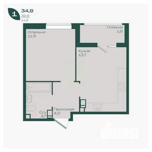 1-к квартира, вторичка, 35м2, 3/18 этаж