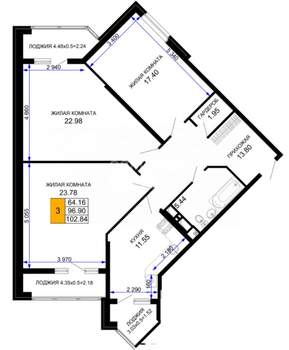 3-к квартира, вторичка, 97м2, 8/11 этаж