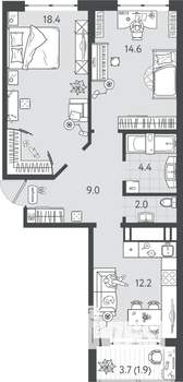 2-к квартира, вторичка, 63м2, 3/24 этаж