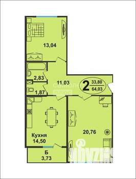 2-к квартира, вторичка, 64м2, 10/18 этаж