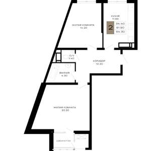 2-к квартира, вторичка, 64м2, 4/23 этаж
