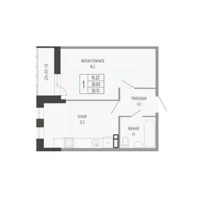 1-к квартира, вторичка, 38м2, 7/17 этаж