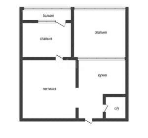 2-к квартира, вторичка, 39м2, 3/19 этаж